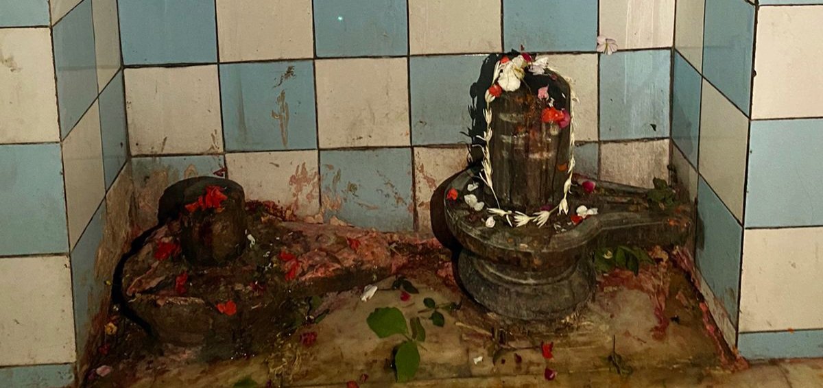 Ancient collection of Shivalingas in the temple.