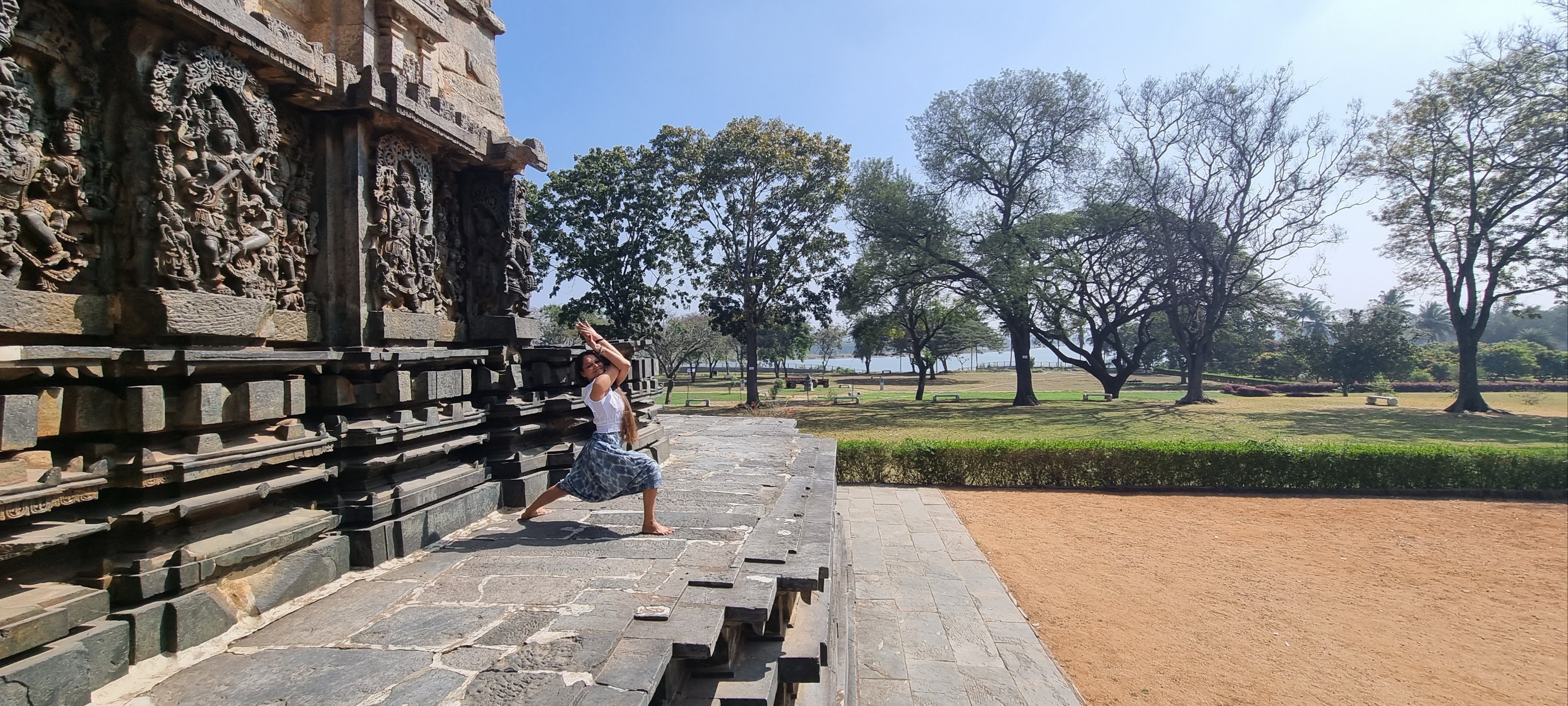 Posing around the temple.