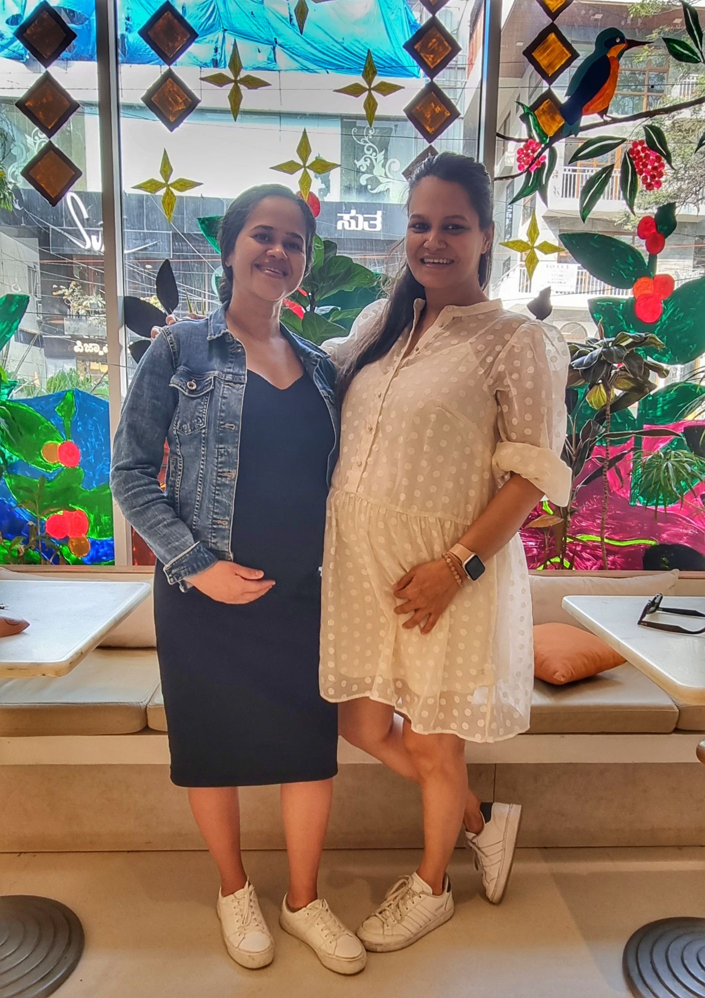 Amita and I excited for our coffee date at Araku Coffee.