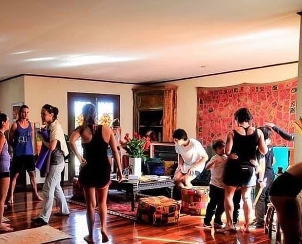 A candid and sweet moment many yoga practitioners who are mothers can relate to.