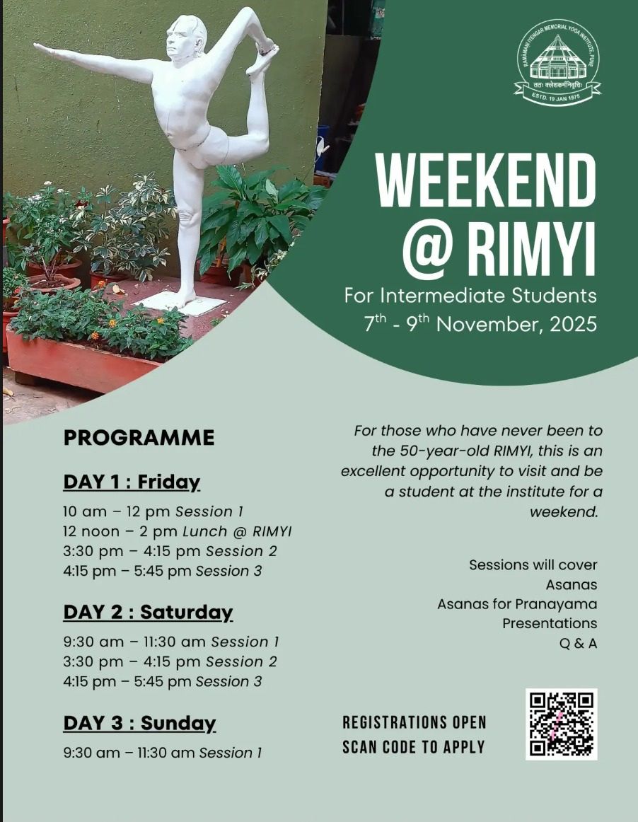 My weekend plans at the Iyengar yoga workshop in Pune.