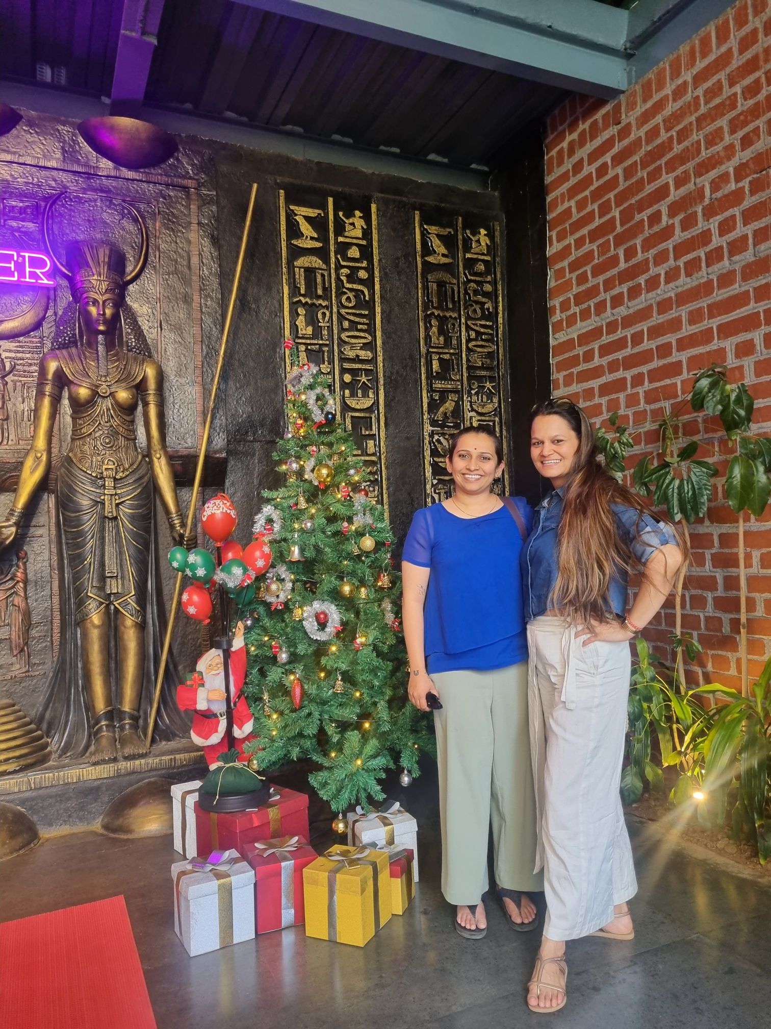 Yes that's an Egyptian mummy (?) and a Christmas tree in the background.