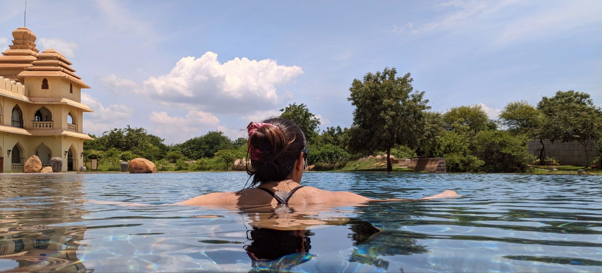 Luxuriating in the water while my baby sleeps.